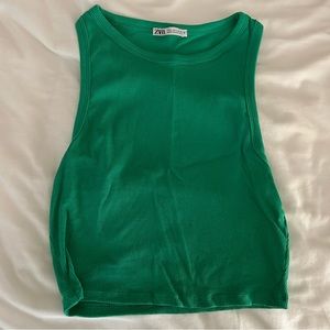 Green ZARA Cropped Tank Top